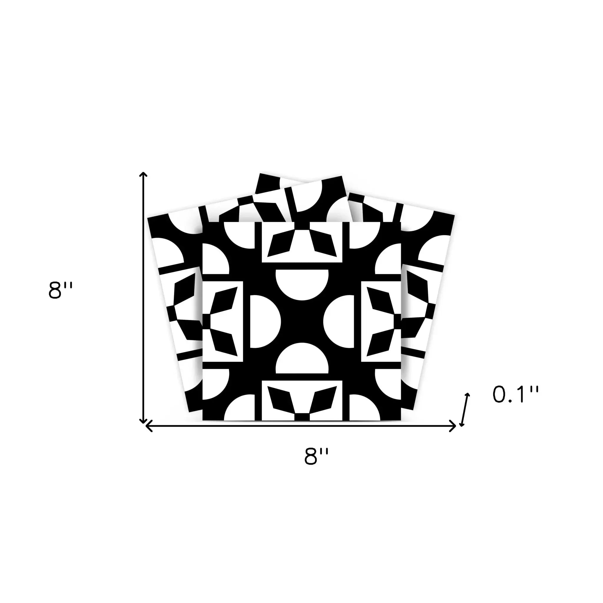 8" X 8" Black And White Coli Peel And Stick Tiles - Homeroots - Flyclothing LLC