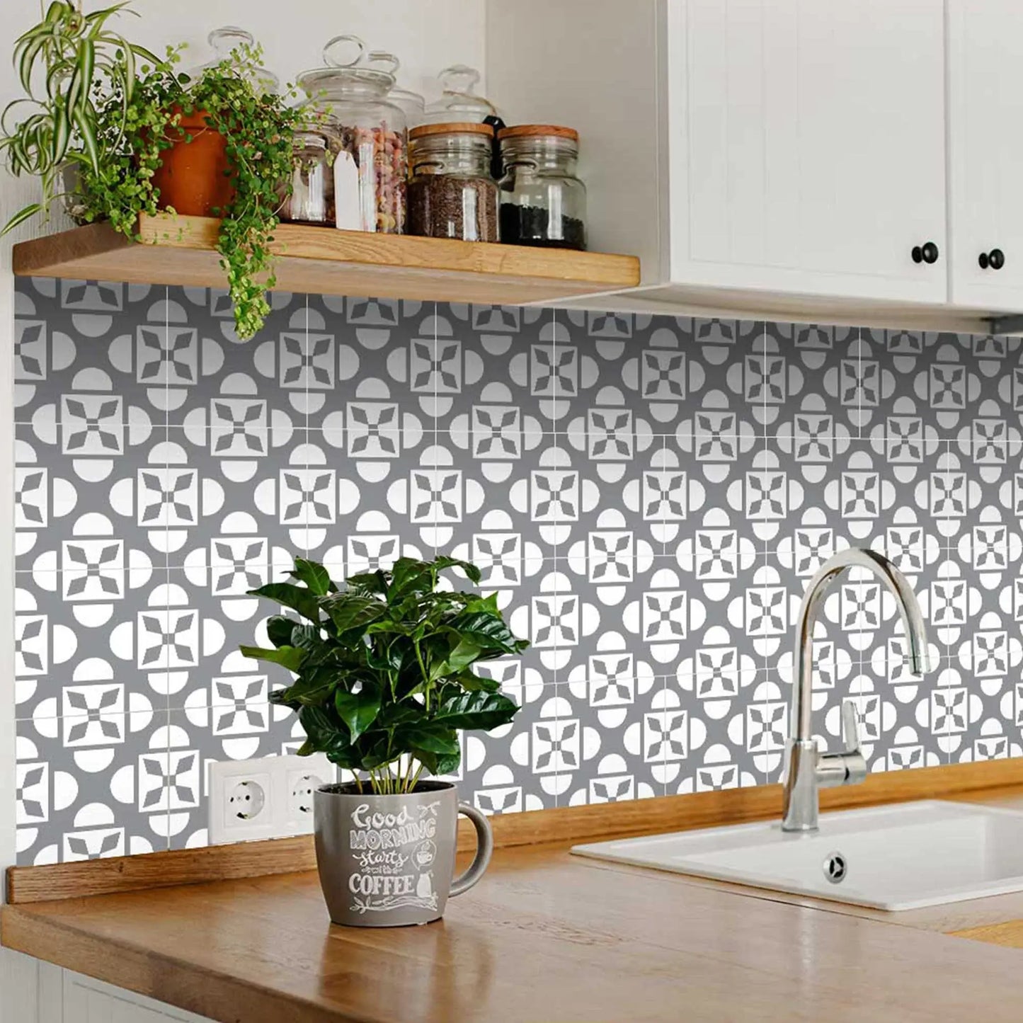 8" X 8" Light Gray And White Coli Peel And Stick Tiles - Homeroots - Flyclothing LLC