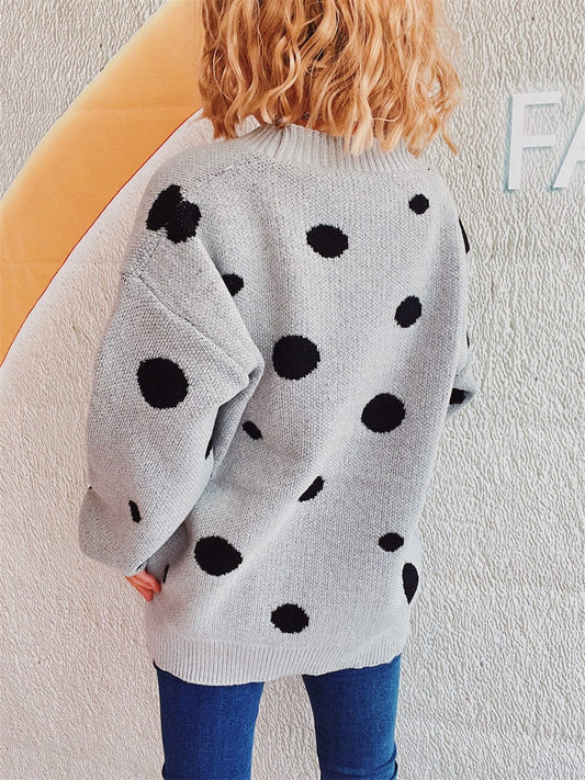 Polka Dot Button Up Cardigan - Trendsi