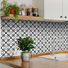6" X 6" Dark Gray And White Coli Peel And Stick Tiles - Homeroots