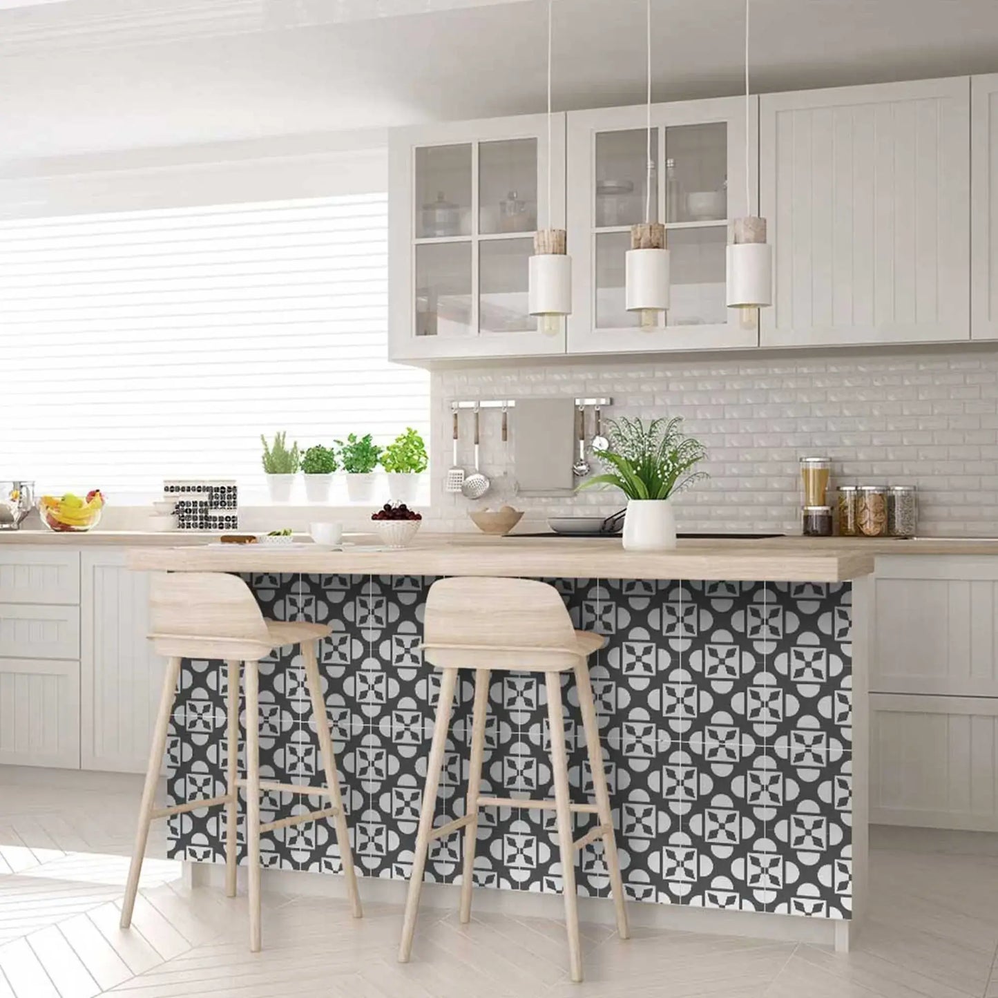 7" X 7" Dark Gray And White Coli Peel And Stick Tiles - Homeroots - Flyclothing LLC