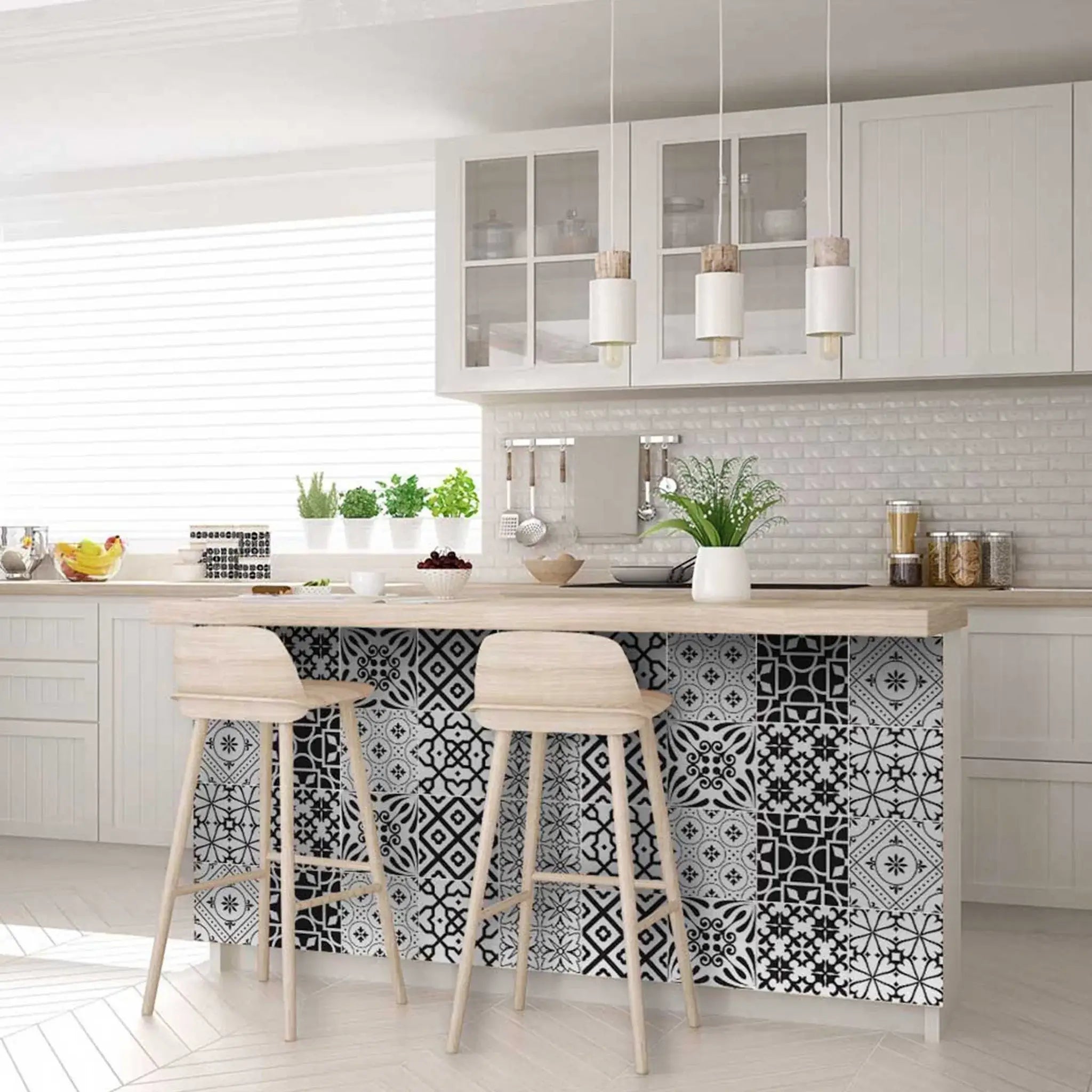 4" X 4" Black And White Mash Peel And Stick Removable Tiles - Homeroots - Flyclothing LLC