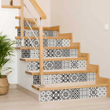 5" X 5" Black And White Mash Peel And Stick Removable Tiles - Homeroots