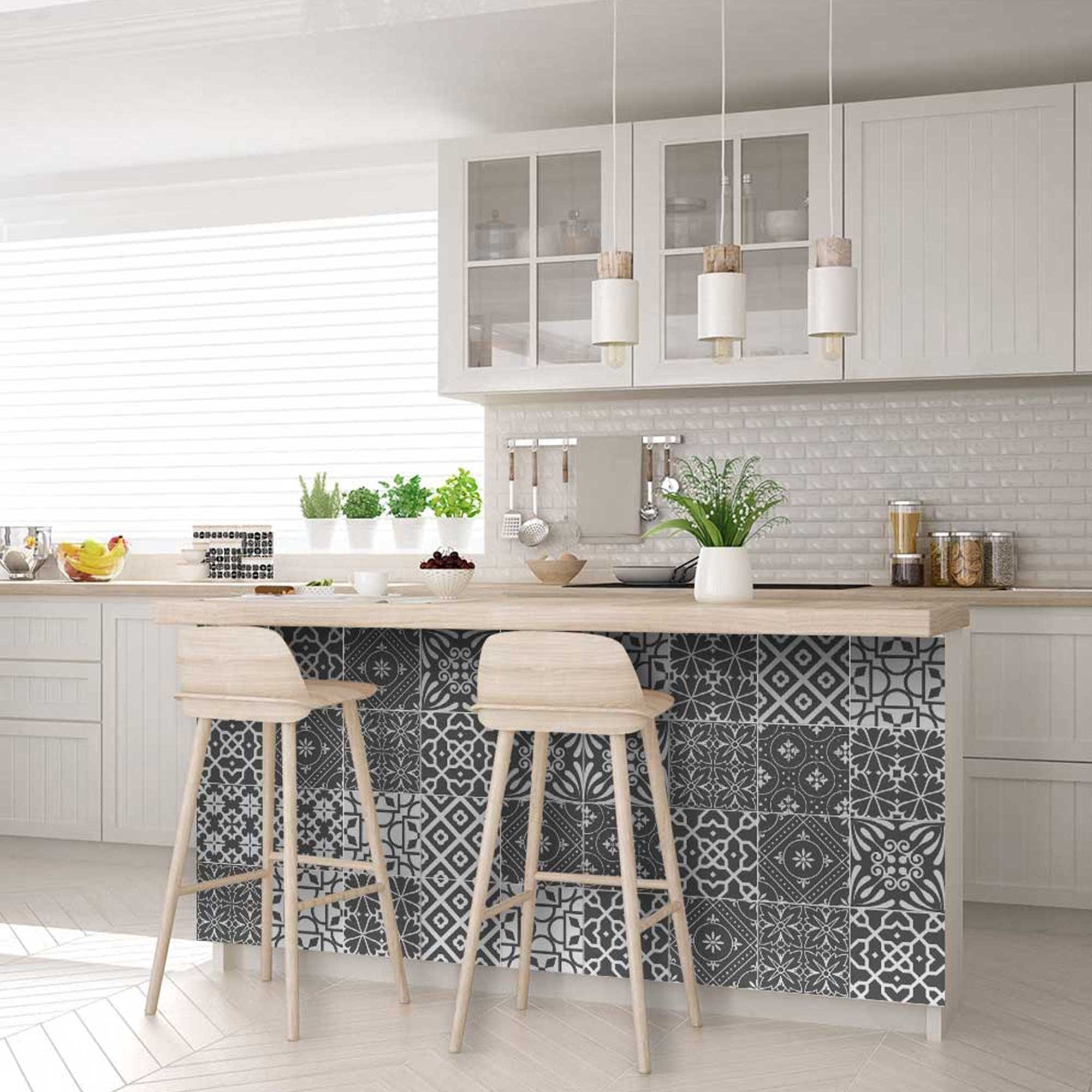 6" X 6" Gray And White Mosaic Peel And Stick Removable Tiles - Homeroots