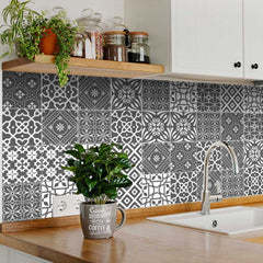 7" X 7" Gray And White Mosaic Peel And Stick Removable Tiles - Homeroots