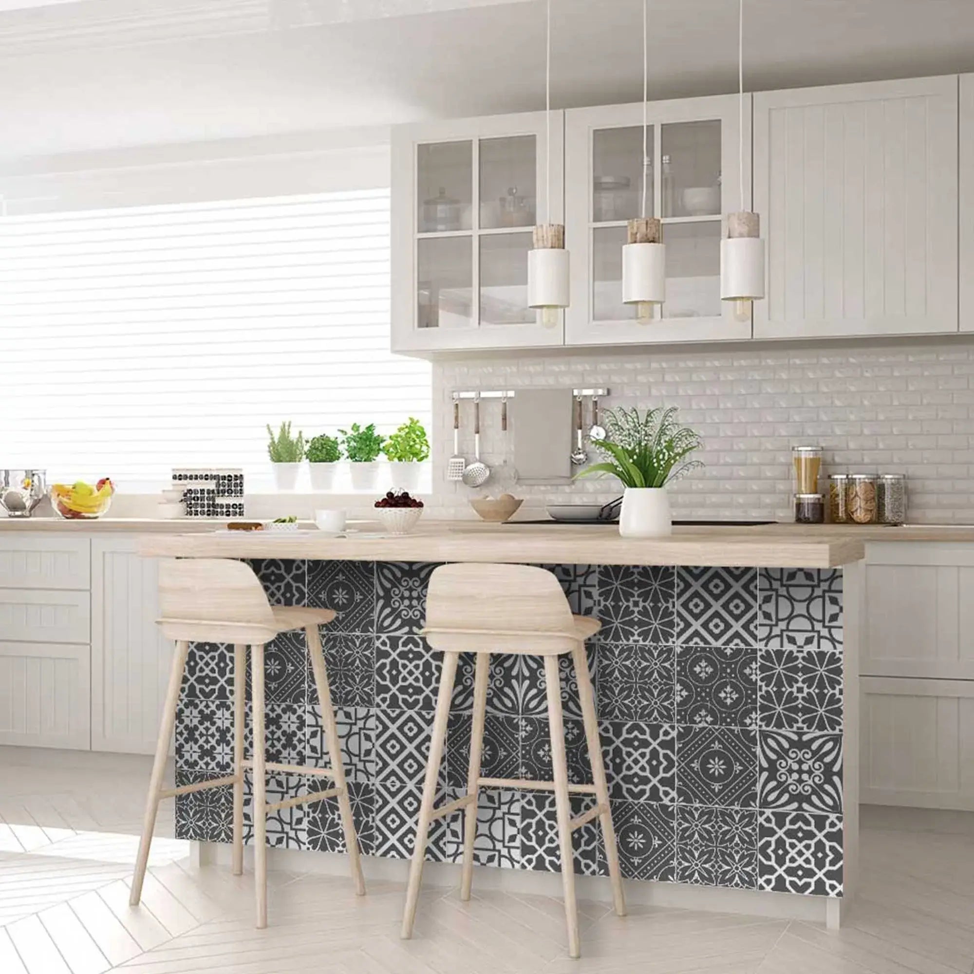 7" X 7" Gray And White Mosaic Peel And Stick Removable Tiles - Homeroots - Flyclothing LLC