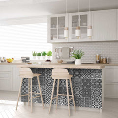 7" X 7" Gray And White Mosaic Peel And Stick Removable Tiles - Homeroots