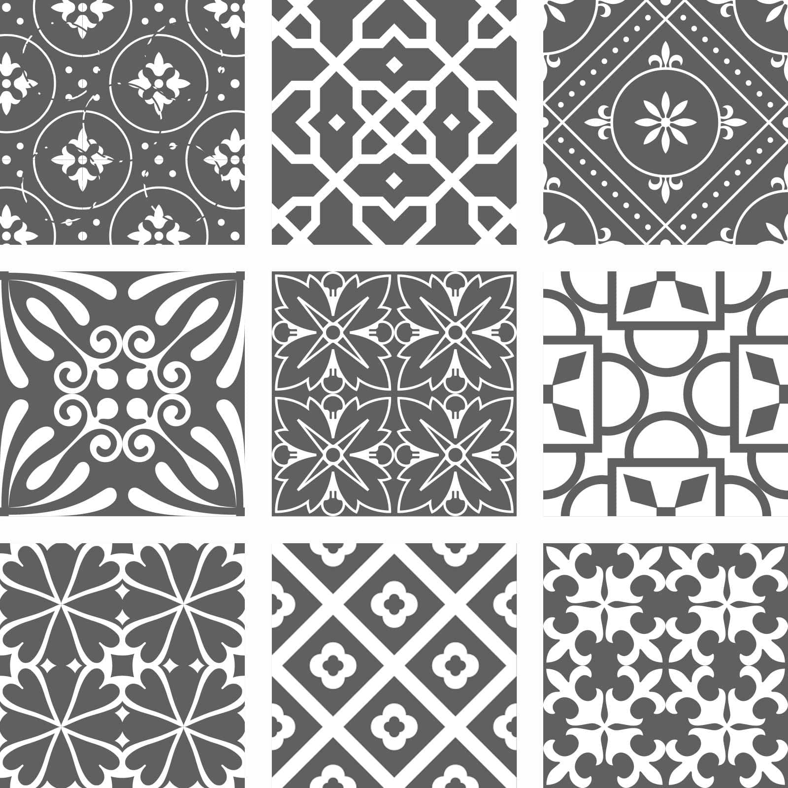 7" X 7" Gray And White Mosaic Peel And Stick Removable Tiles - Homeroots