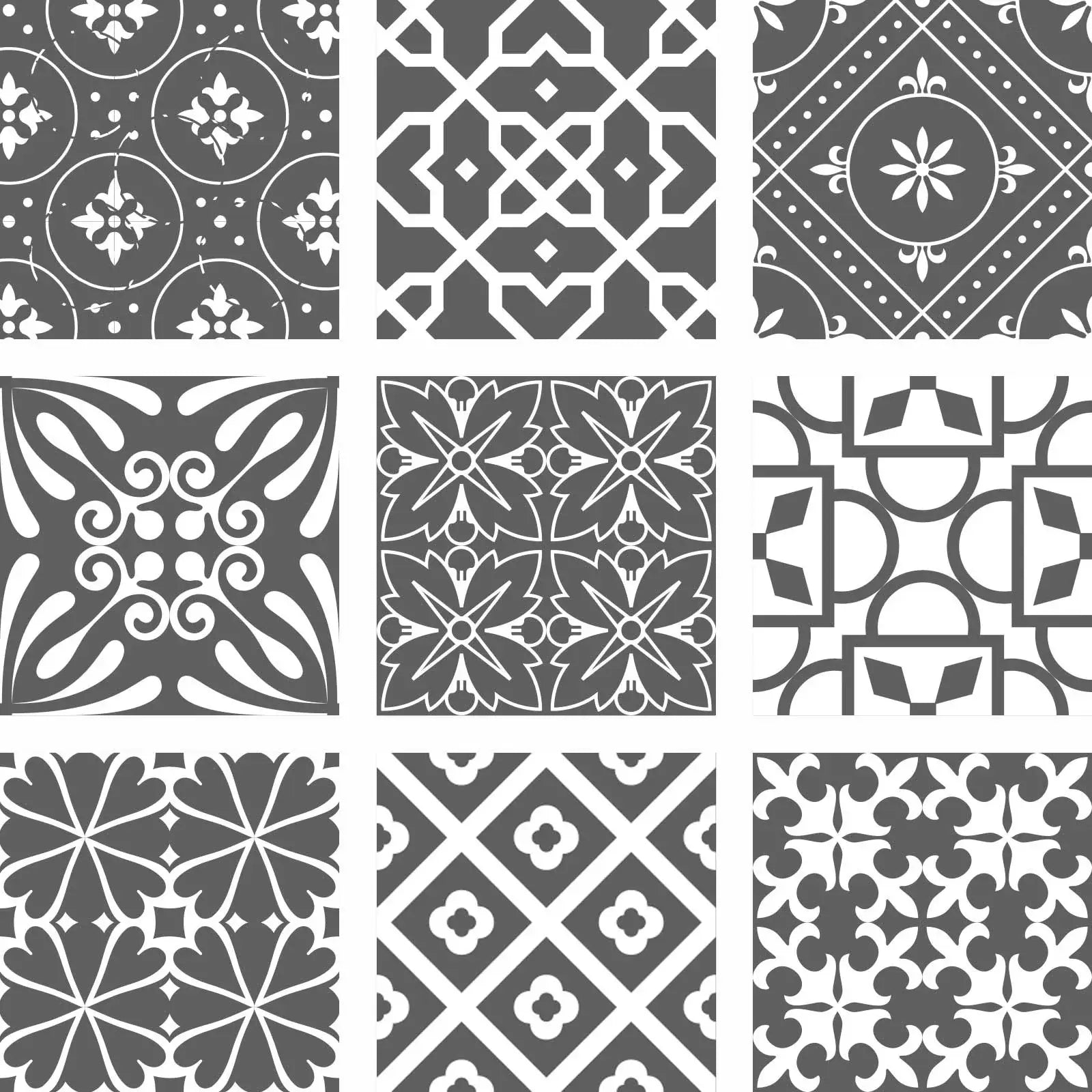 7" X 7" Gray And White Mosaic Peel And Stick Removable Tiles - Homeroots - Flyclothing LLC