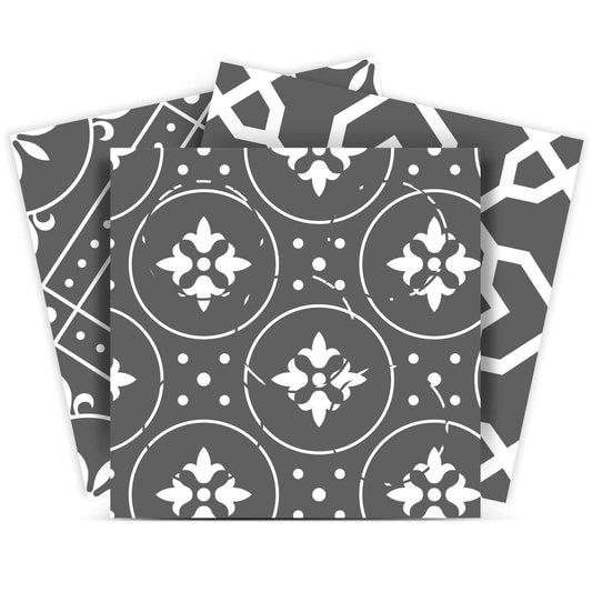 7" X 7" Gray And White Mosaic Peel And Stick Removable Tiles - Homeroots