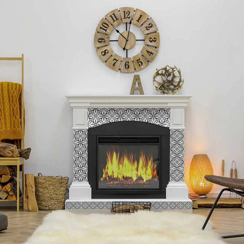 5" X 5" Black And White Silo Peel And Stick Removable Tiles - Homeroots