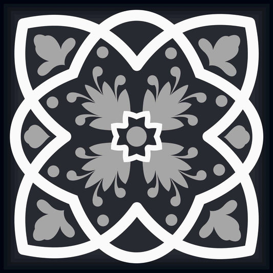 4" X 4" Black White And Gray Baz Peel And Stick Removable Tiles - Homeroots