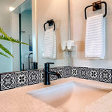 5" X 5" Black White And Gray Baz  Peel And Stick Removable Tiles - Homeroots