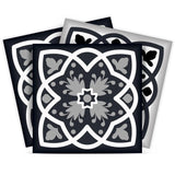 5" X 5" Black White And Gray Baz  Peel And Stick Removable Tiles - Homeroots