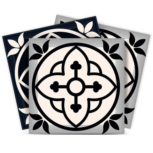 8" X 8" Black And White Rory Peel And Stick Removable Tiles - Homeroots