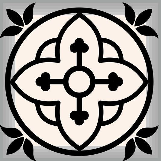 8" X 8" Black And White Rory Peel And Stick Removable Tiles - Homeroots