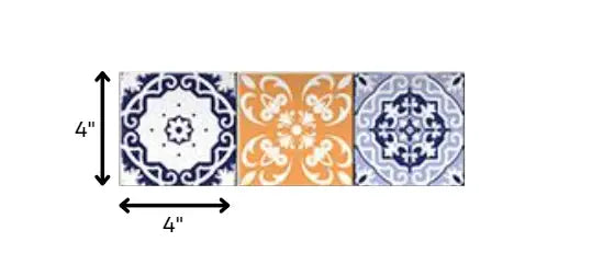 4" X 4" Yellow White And Blues Peel And Stick Removable Tiles - Homeroots - Flyclothing LLC