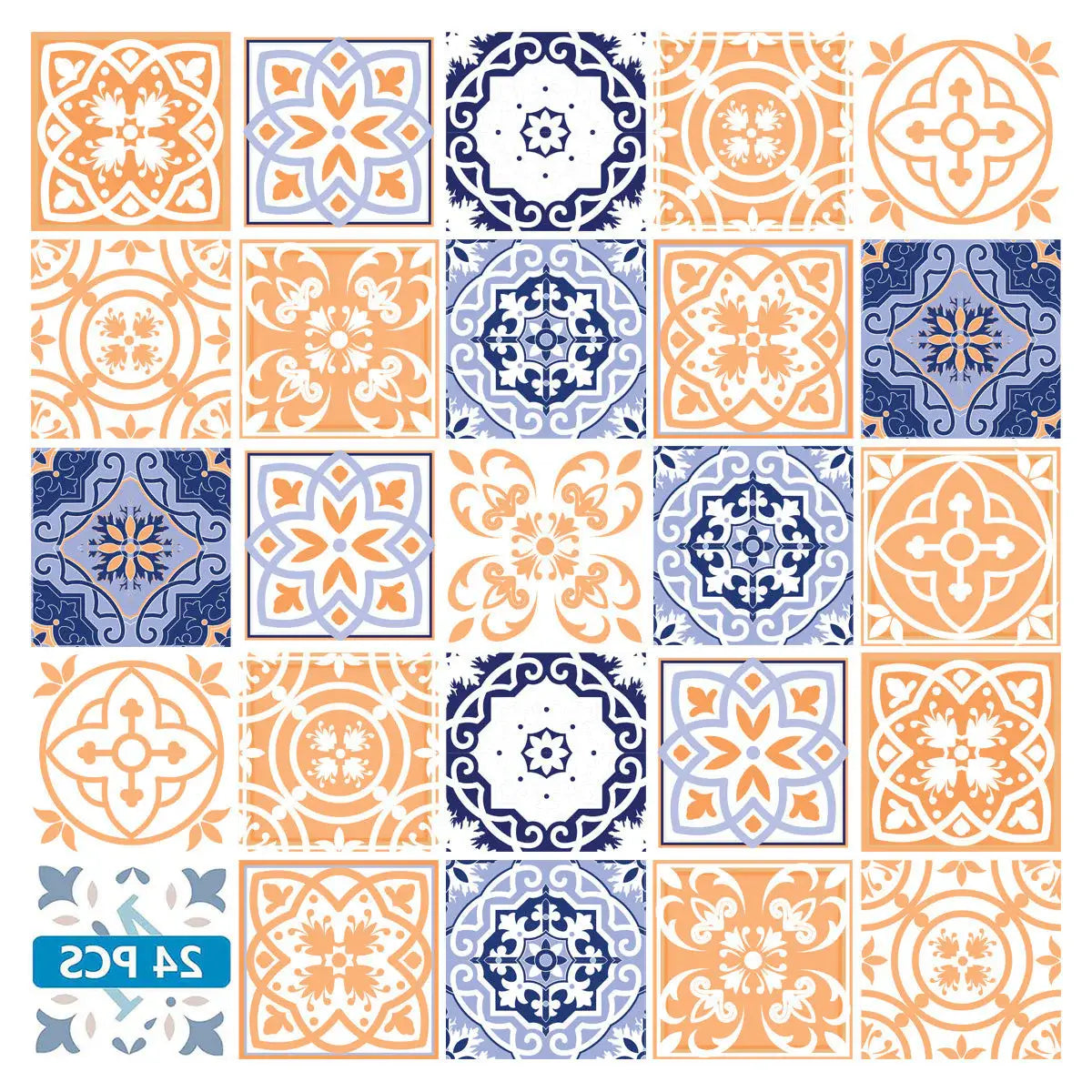 4" X 4" Yellow White And Blues Peel And Stick Removable Tiles - Homeroots - Flyclothing LLC