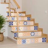 5" X 5" Yellow White And Blues Peel And Stick Removable Tiles - Homeroots