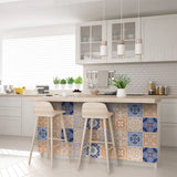 8" X 8" Yellow White And Blues Peel And Stick Removable Tiles - Homeroots - Flyclothing LLC