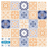 8" X 8" Yellow White And Blues Peel And Stick Removable Tiles - Homeroots