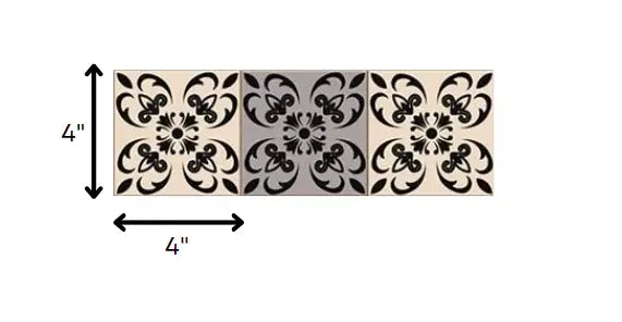 4" X 4" Light Grey And Cream Orchid Peel And Stick Removable Tiles - Homeroots - Flyclothing LLC