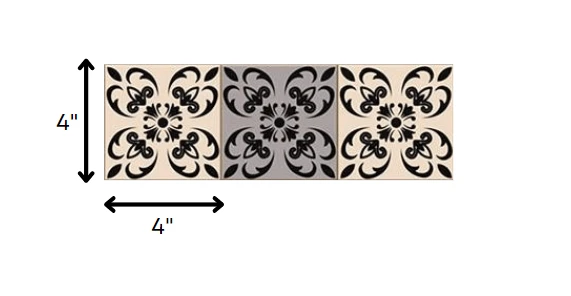 4" X 4" Light Grey And Cream Orchid Peel And Stick Removable Tiles - Homeroots