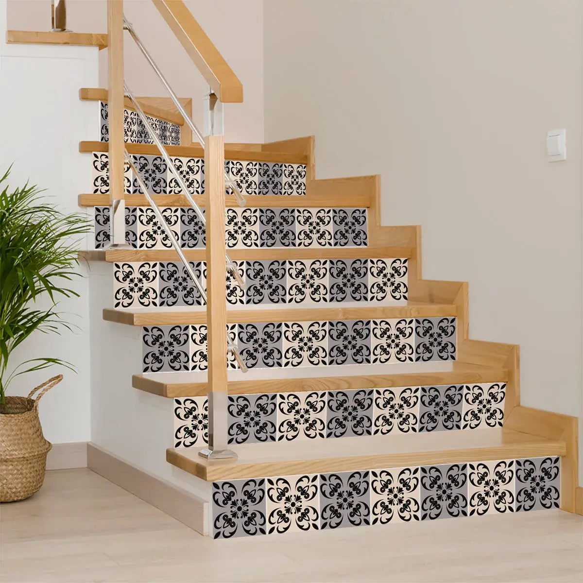 5" X 5" Light Grey And Cream Orchid Peel And Stick Removable Tiles - Homeroots - Flyclothing LLC