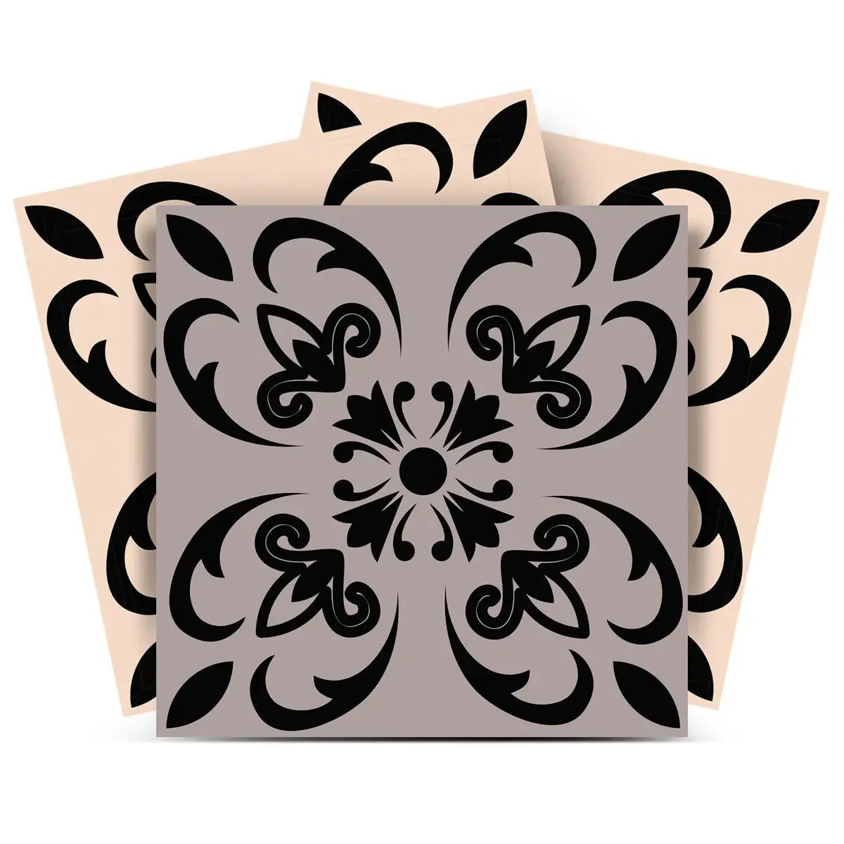 5" X 5" Light Grey And Cream Orchid Peel And Stick Removable Tiles - Homeroots - Flyclothing LLC