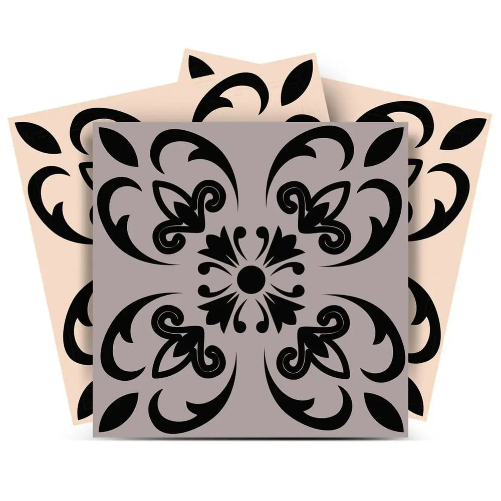 5" X 5" Light Grey And Cream Orchid Peel And Stick Removable Tiles - Homeroots