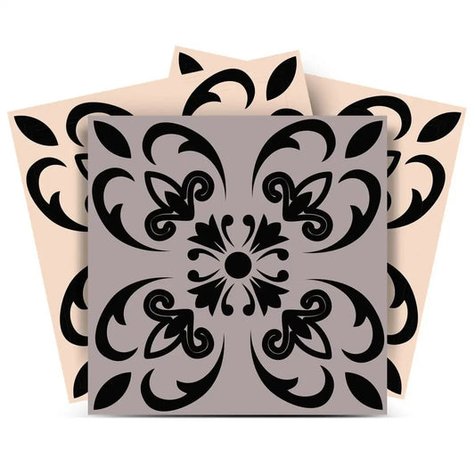 7" X 7" Light Grey And Cream Orchid Peel And Stick Removable Tiles - Homeroots