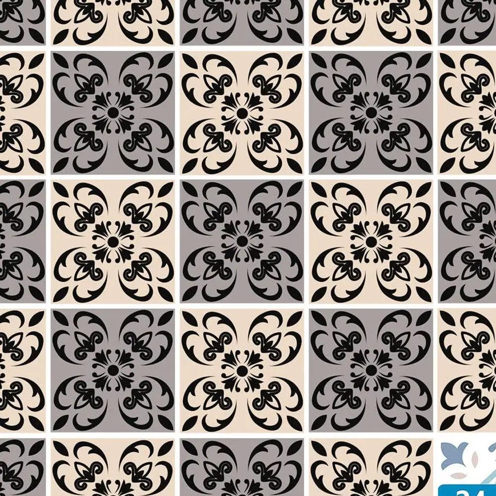 7" X 7" Light Grey And Cream Orchid Peel And Stick Removable Tiles - Homeroots