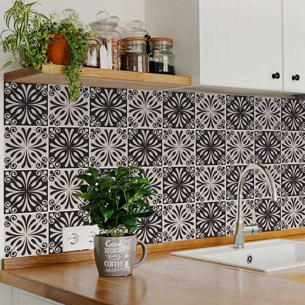 8" X 8" Cinnamon Swirl Peel And Stick Removable Tiles - Homeroots