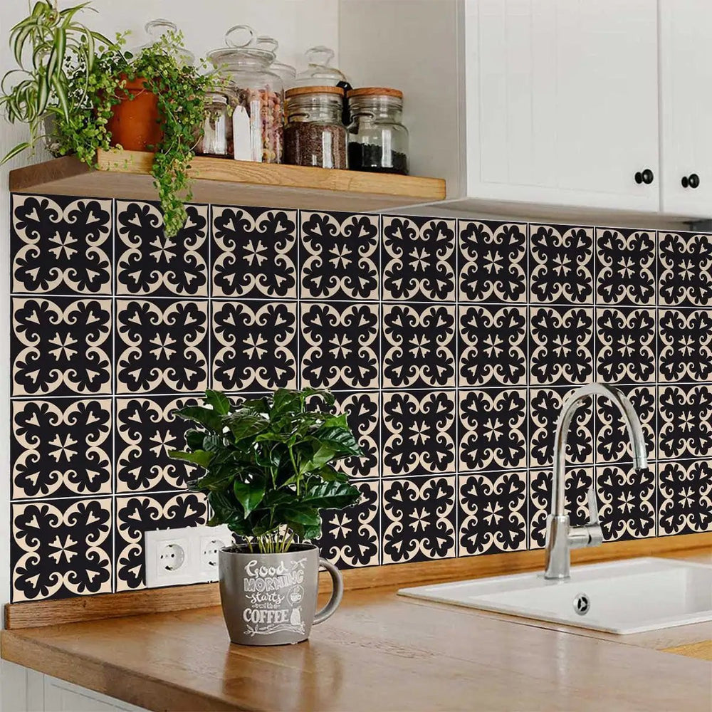 8" X 8" Black Sheep Peel And Stick Removable Tiles - Homeroots