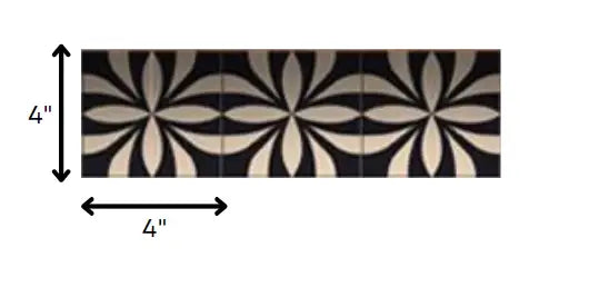 4" X 4" Intertwined Black And Cream Peel And Stick Removable Tiles - Homeroots - Flyclothing LLC