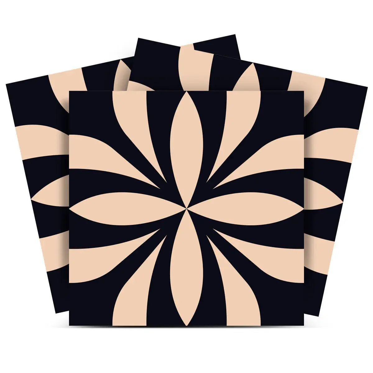 4" X 4" Intertwined Black And Cream Peel And Stick Removable Tiles - Homeroots - Flyclothing LLC