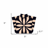 5" X 5" Intertwined Black And Cream Peel And Stick Removable Tiles - Homeroots