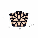 6" X 6" Intertwined Black And Cream Peel And Stick Removable Tiles - Homeroots