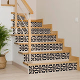 8" X 8" Intertwined Black And Cream Peel And Stick Removable Tiles - Homeroots