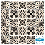 4" X 4" Cream And Black Mosaic Peel And Stick Removable Tiles - Homeroots