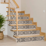 4" X 4" Cream And Black Mosaic Peel And Stick Removable Tiles - Homeroots