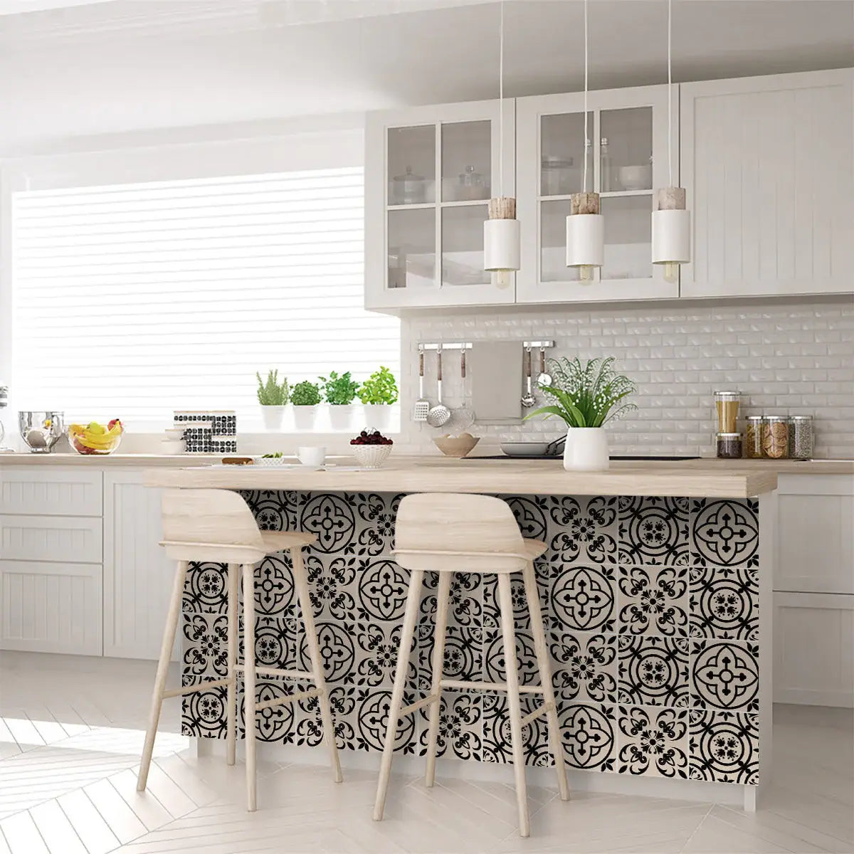 4" X 4" Cream And Black Mosaic Peel And Stick Removable Tiles - Homeroots - Flyclothing LLC