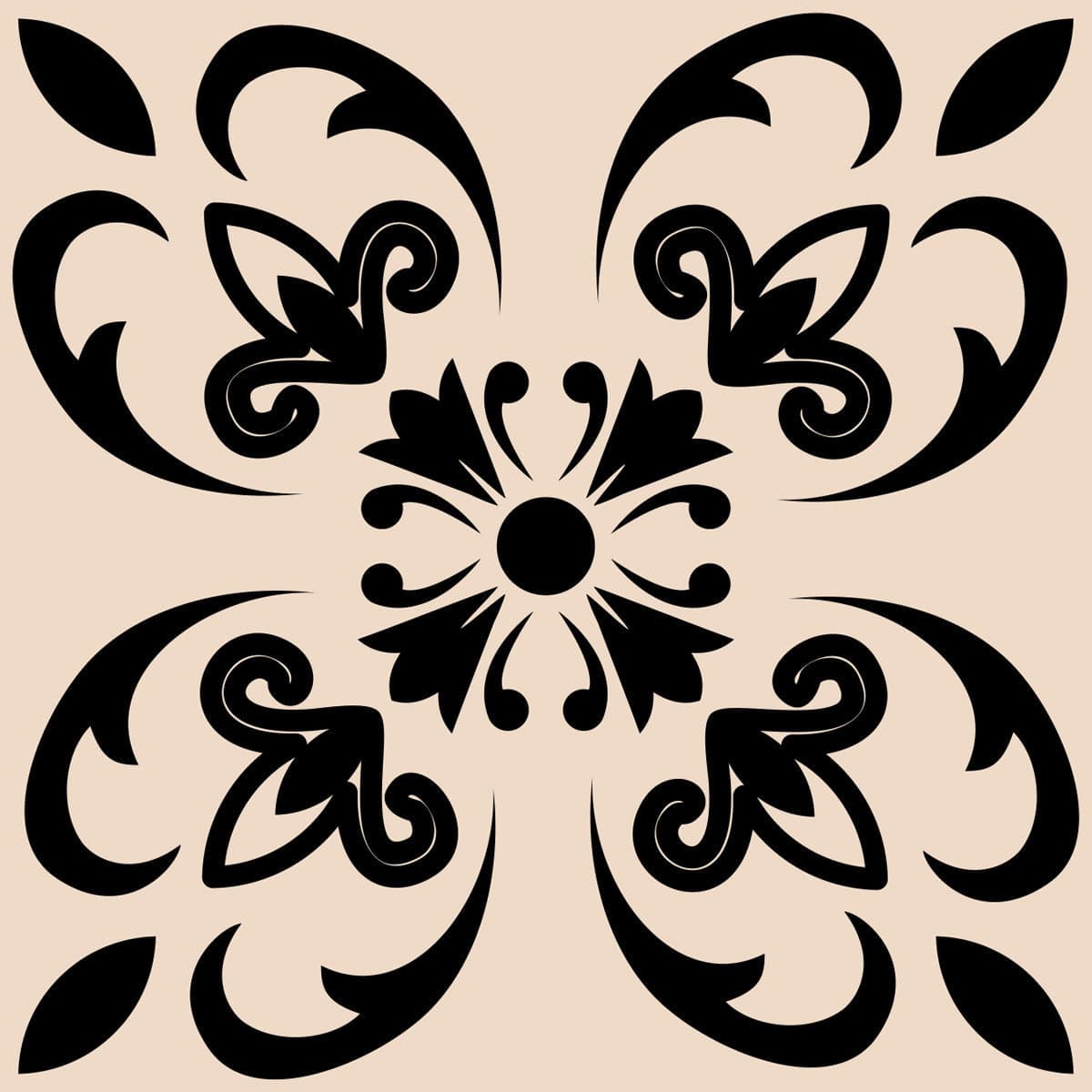 5" X 5" Cream And Black Mosaic Peel And Stick Removable Tiles - Homeroots
