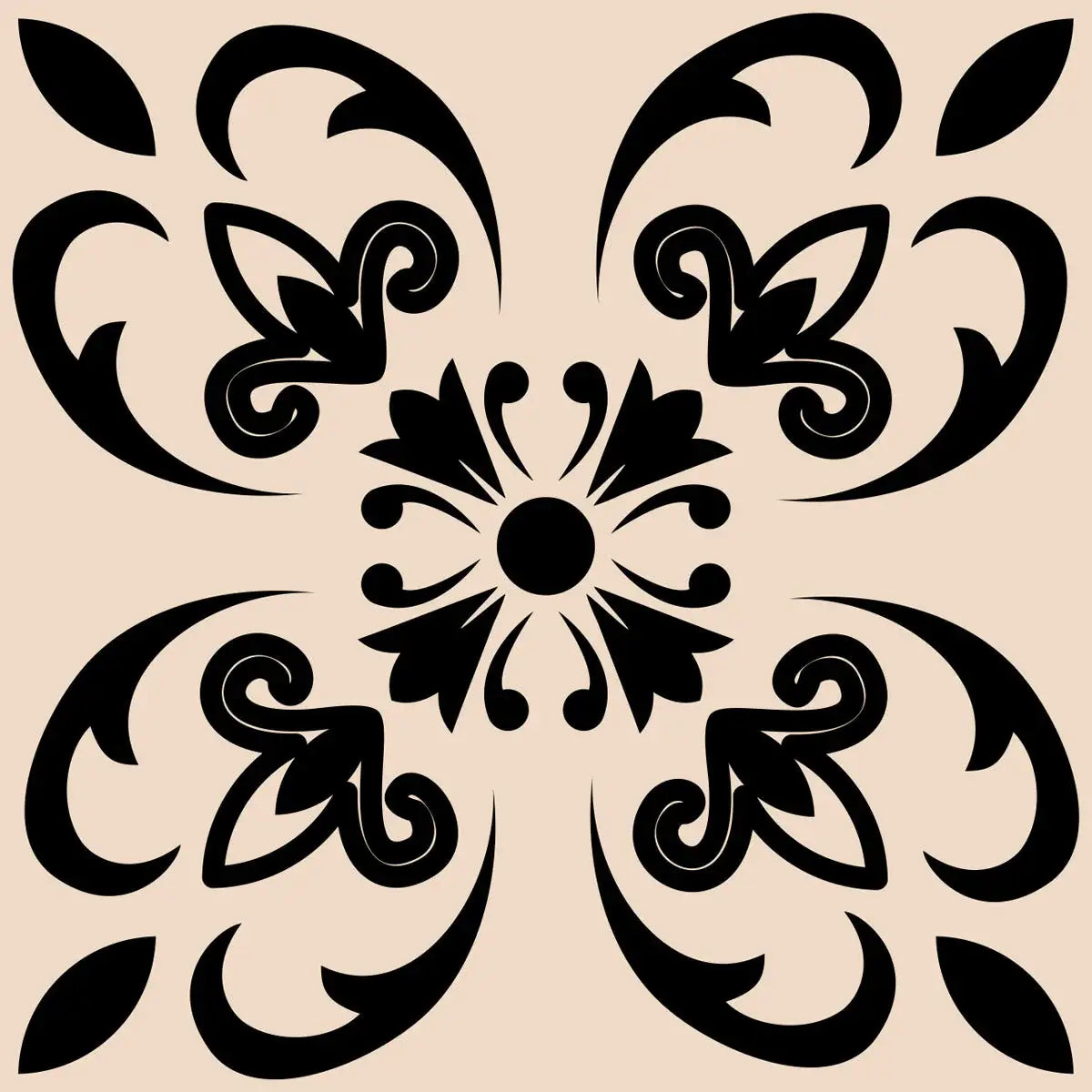6" X 6" Cream And Black Mosaic Peel And Stick Removable Tiles - Homeroots - Flyclothing LLC