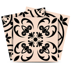 6" X 6" Cream And Black Mosaic Peel And Stick Removable Tiles - Homeroots