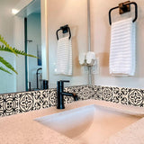 7" X 7" Cream And Black Mosaic Peel And Stick Removable Tiles - Homeroots