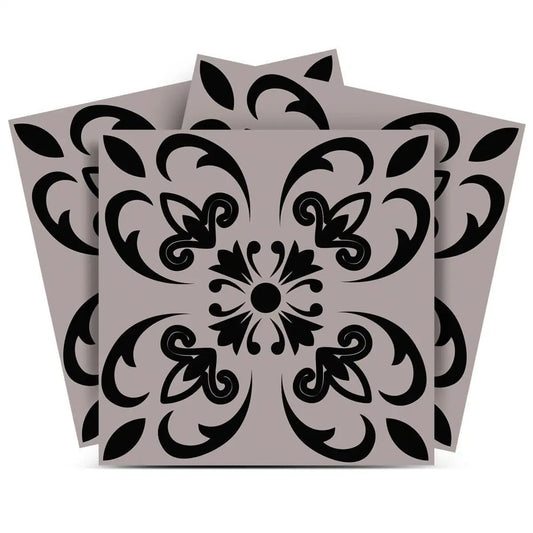 4" X 4" Black And White Orchid Peel And Stick Removable Tiles - Homeroots