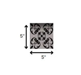 5" X 5" Black And White Orchid Peel And Stick Removable Tiles - Homeroots - Flyclothing LLC