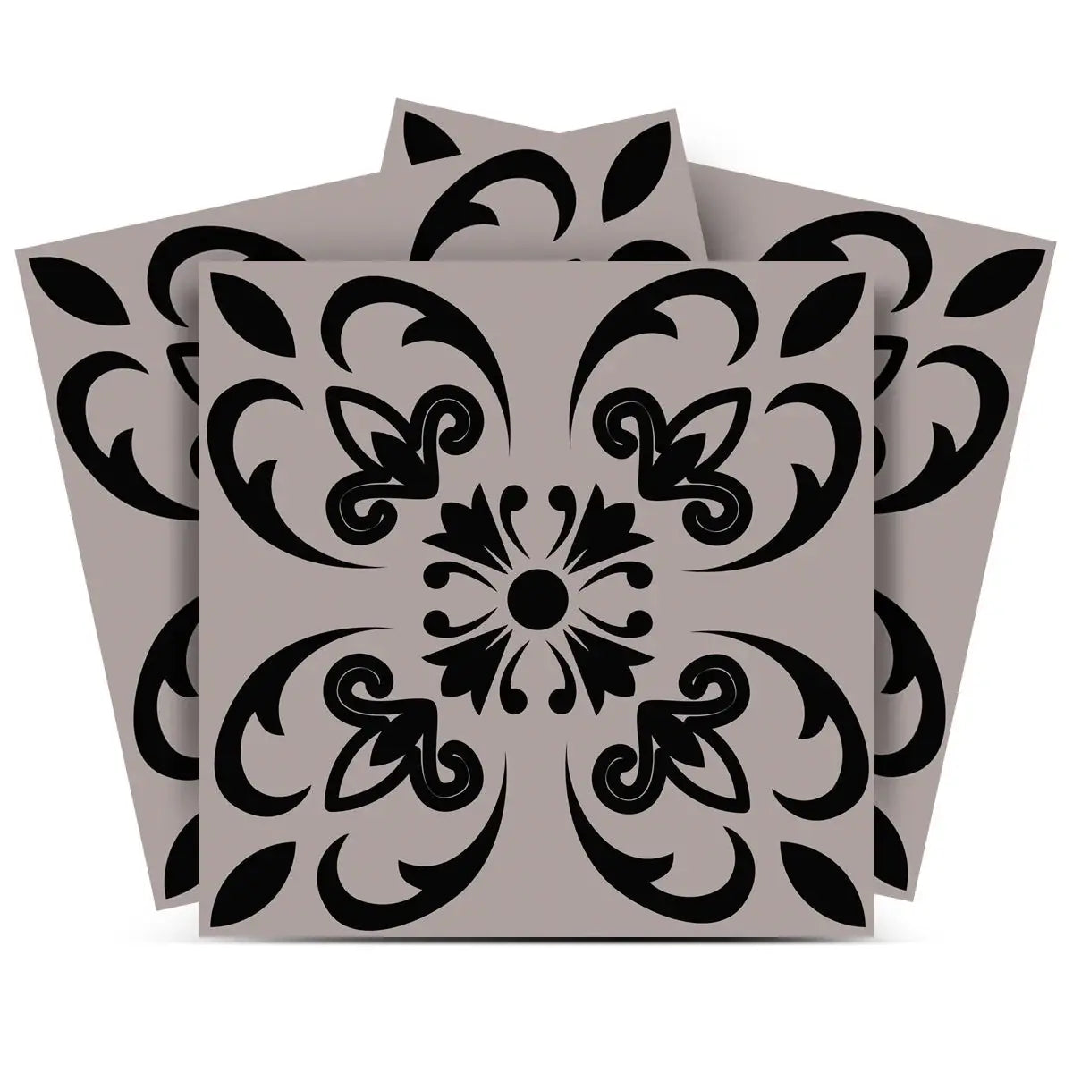 5" X 5" Black And White Orchid Peel And Stick Removable Tiles - Homeroots - Flyclothing LLC