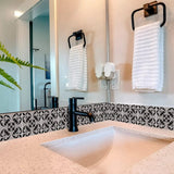 5" X 5" Black And White Orchid Peel And Stick Removable Tiles - Homeroots - Flyclothing LLC